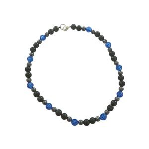 Handmade Blue & Black Beaded Choker Necklace